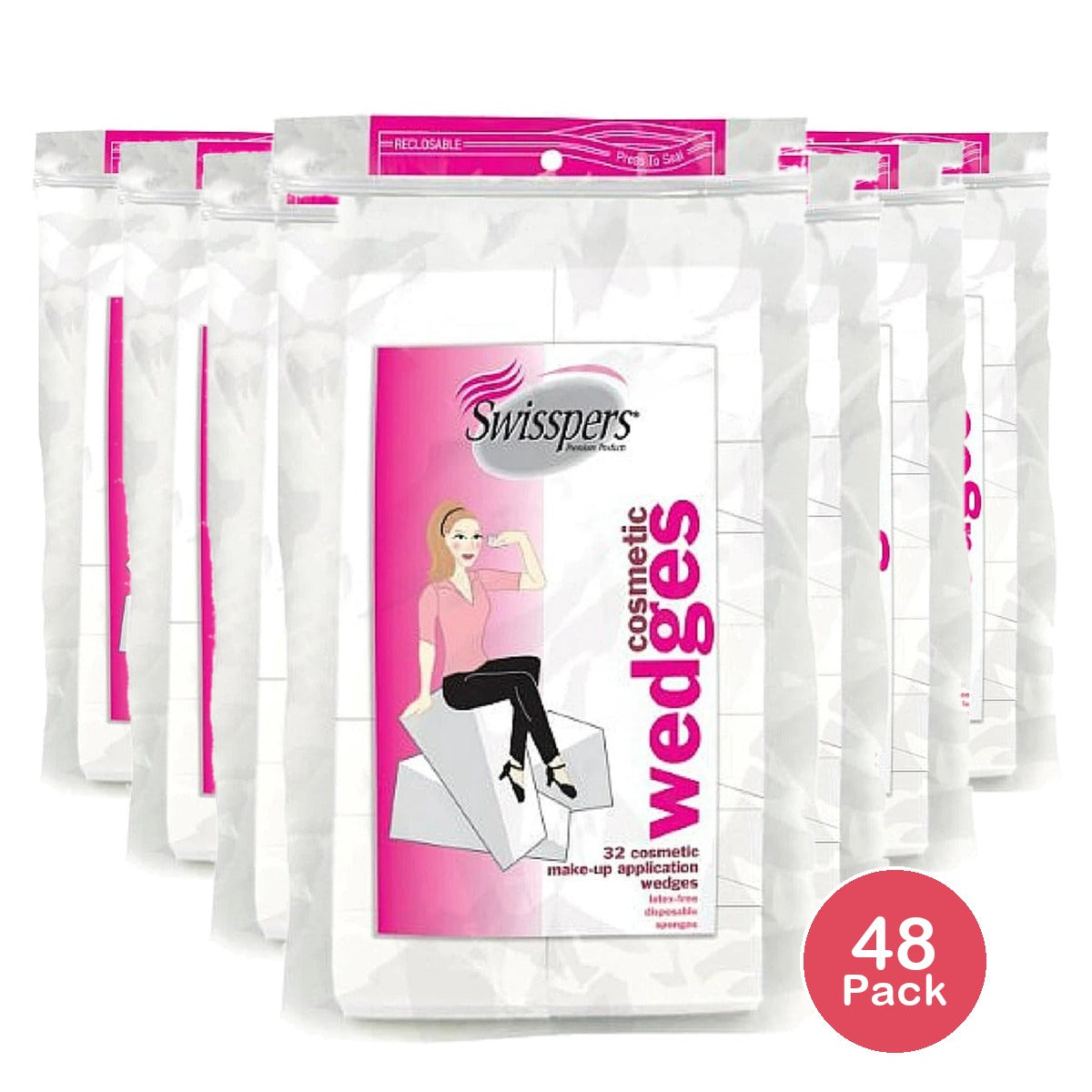 Swisspers Premium Cosmetic Wedges, 32-Count (Pack of 6)