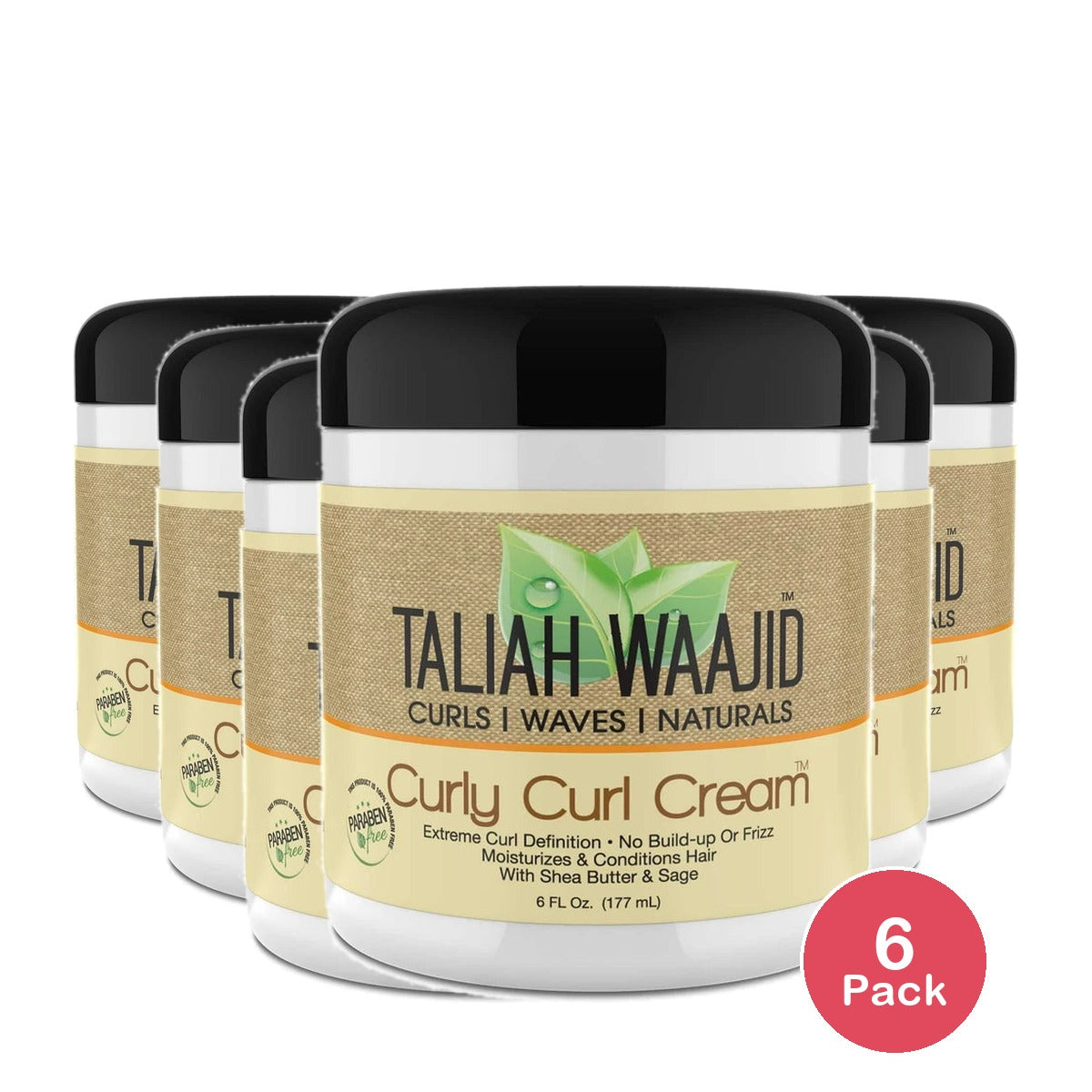 Taliah Waajid Curls  Waves & Naturals Frizz Control Hair Styling Cream with Aqua 6 Fl. Oz (Pack of 6)