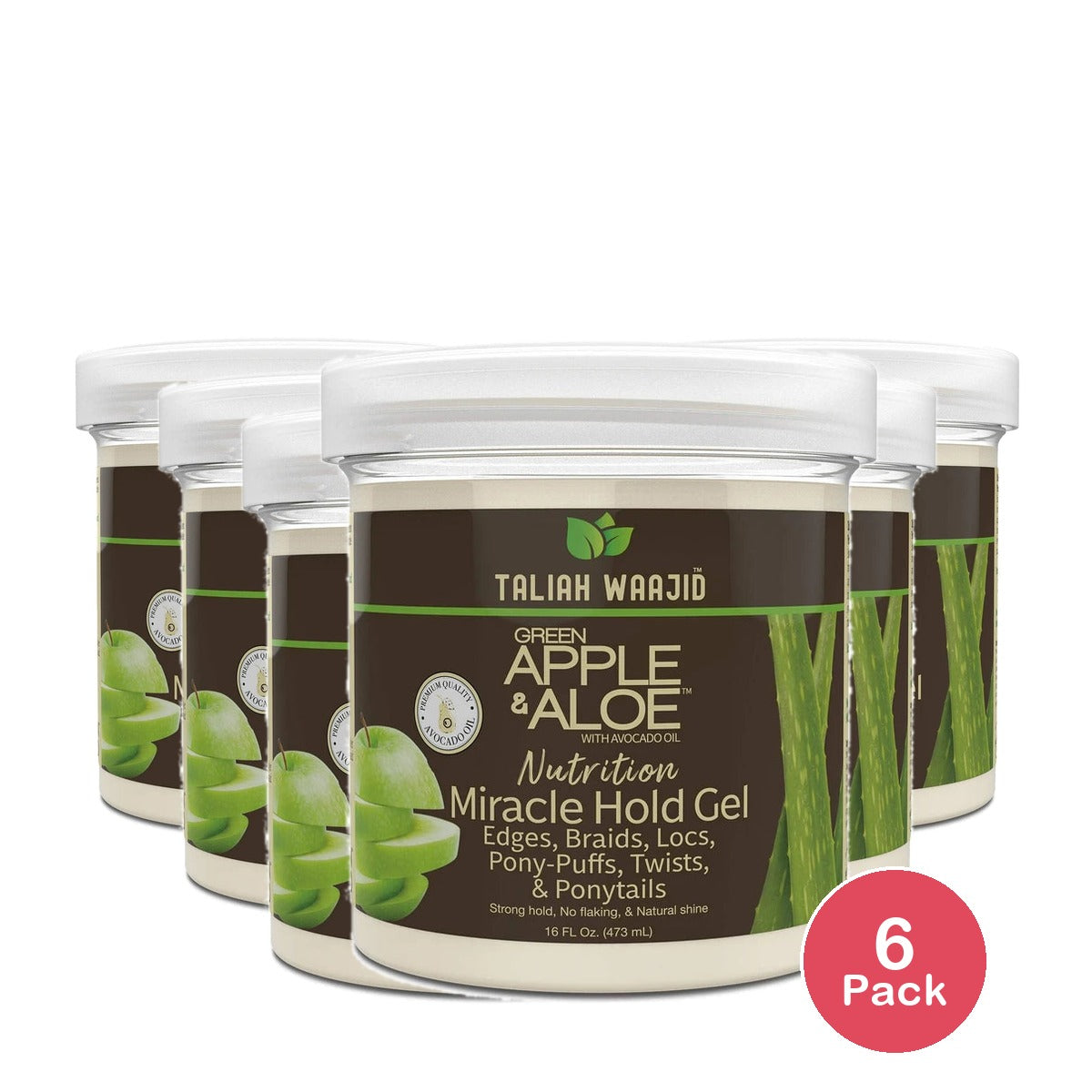 Taliah Waajid Green Apple & Aloe Frizz Control Hair Styling Gel with Green Apple 16 Fl. Oz (Pack of 6)