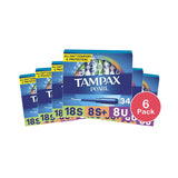 Tampax Pearl Tampons Trio with Leak Guard Braid 7.4Oz (Pack of 6)
