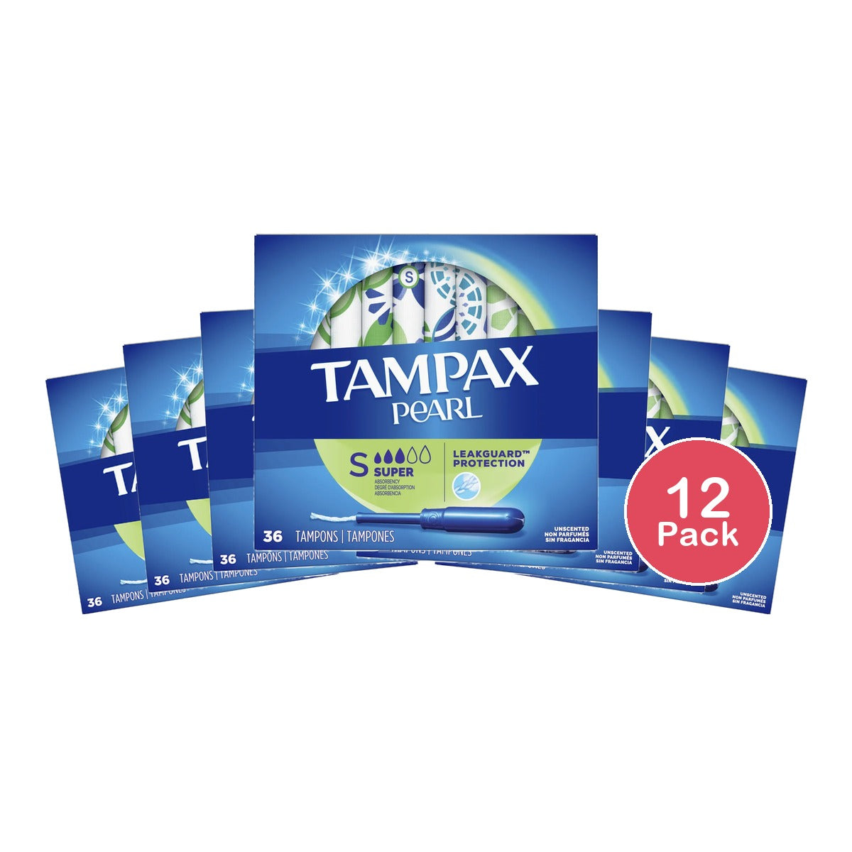 Tampax Pearl With Plastic Super Absorbency Tampons Applicator Unscented36 Ea 9.97Oz (Pack of 12)