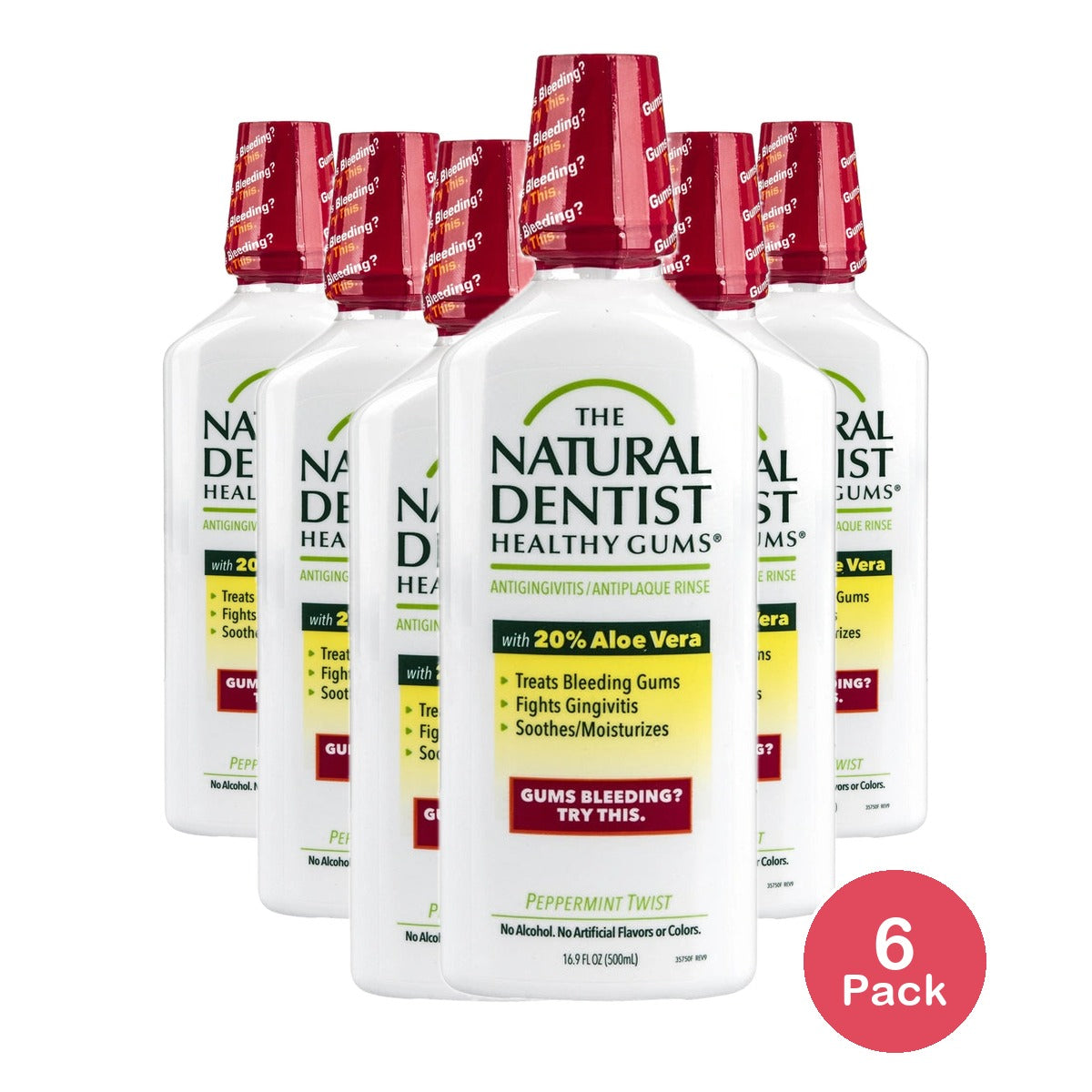 The Natural Dentist Healthy Gums Antigingivitis Rinse Peppermint Twist 16.9 OZ (Pack of 6)