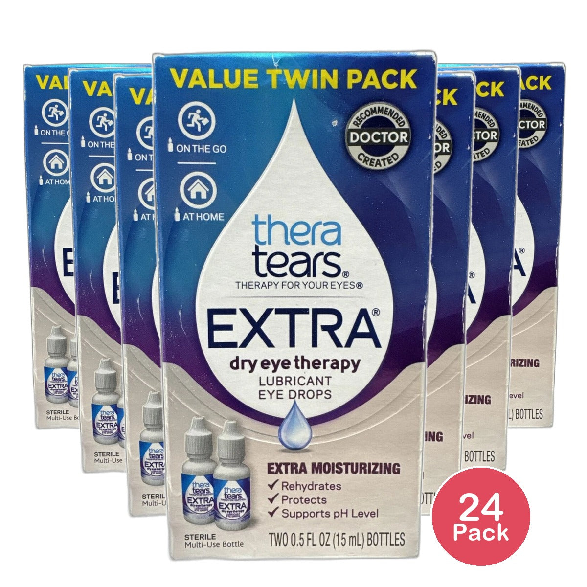 Thera Tears Extra Dry Eye Therapy Lubricant Eye Drops 0.5Oz (Pack Of 24)