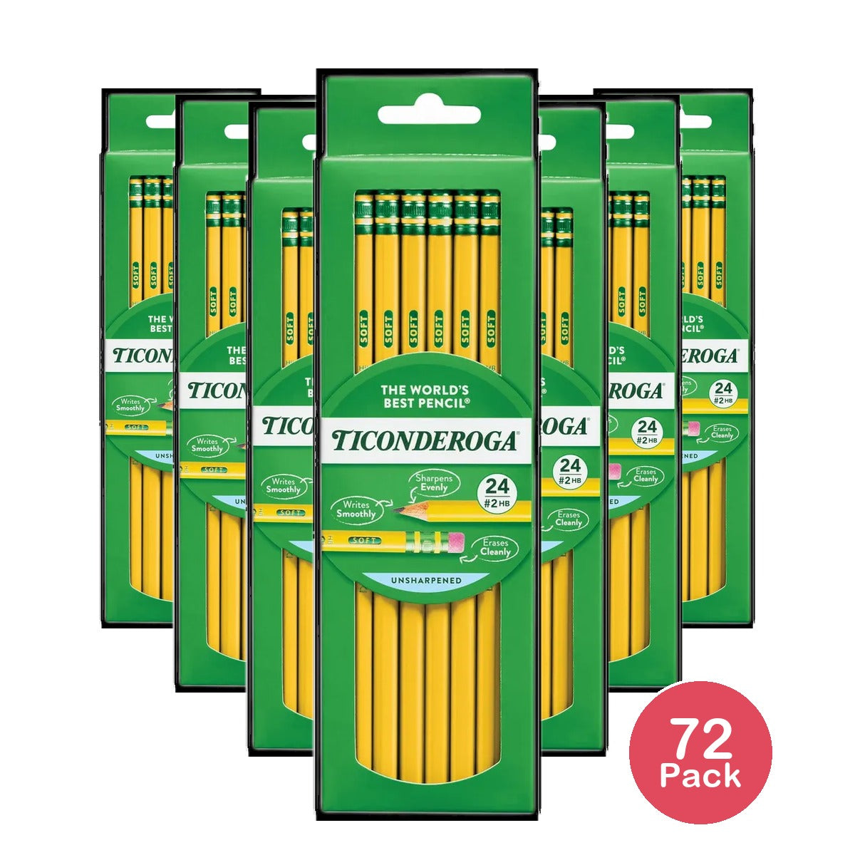TICONDEROGA PENCILS #2 HB 24 COUNT - 4.8 OZ (PACK OF 72)