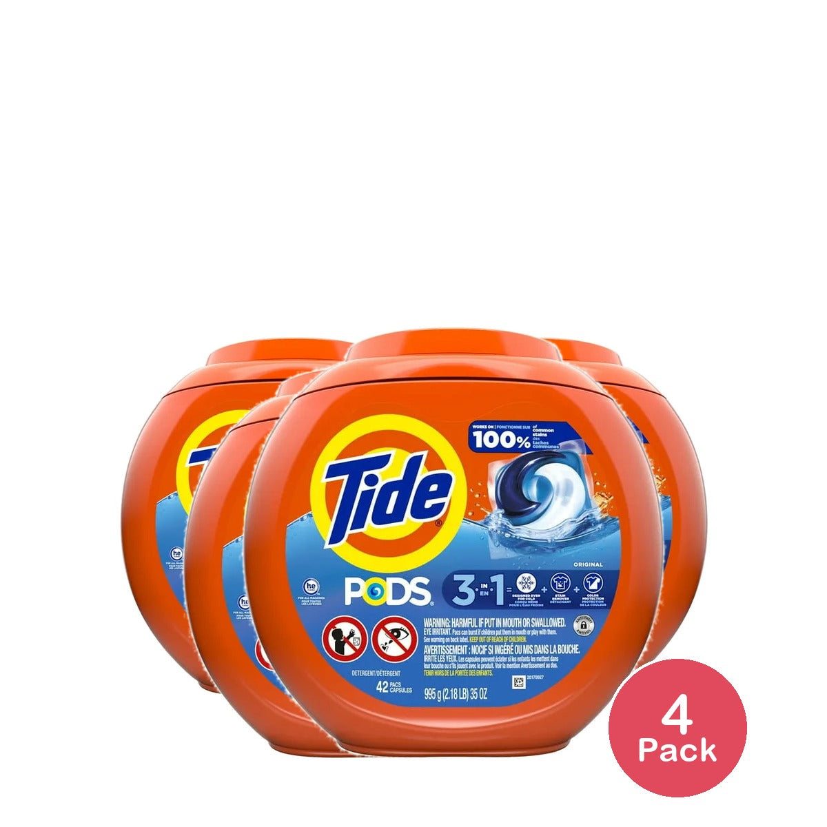 Tide PODS Laundry Detergent Soap Pacs Original 34oz (Pack of 4)