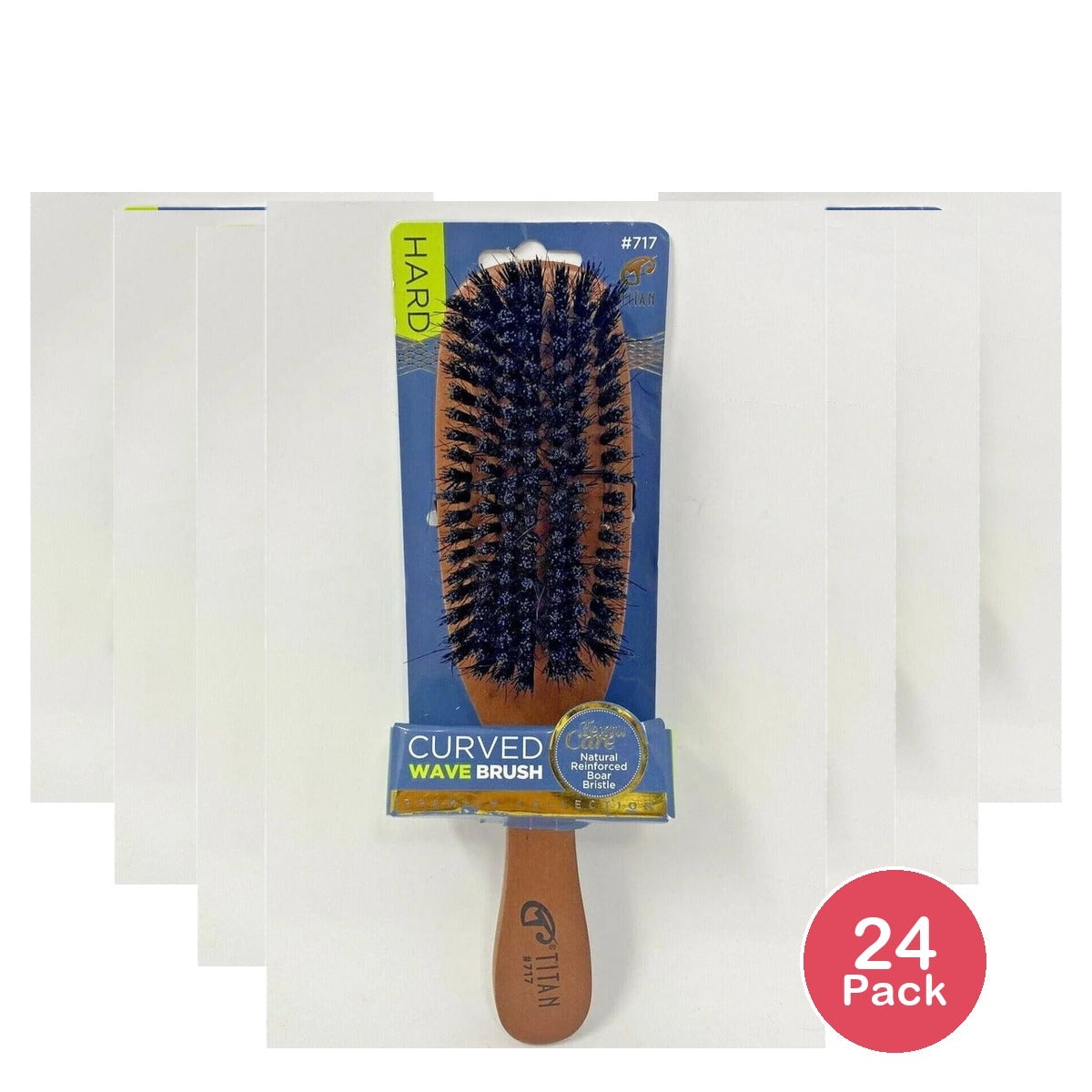 Titan Hard Curved Wave Brush Wood Natural Reinforced Boar Bristles #717 nan (Pack of 24)