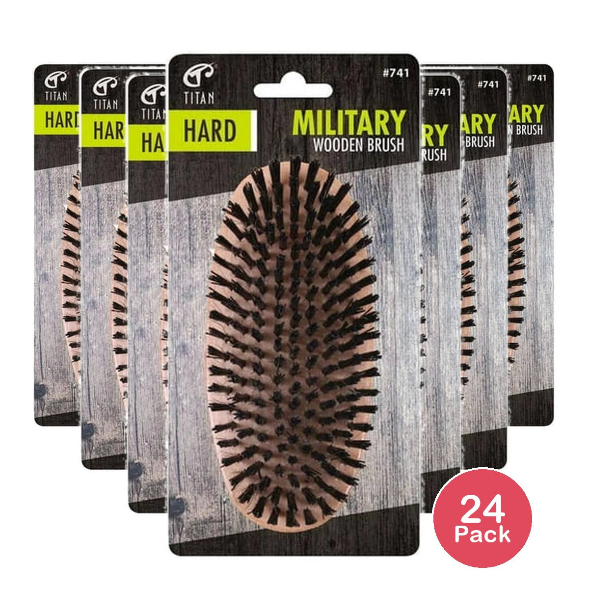 Titan Military Brush Hard Bristle Natural Silk 1 Ea nan (Pack of 24)
