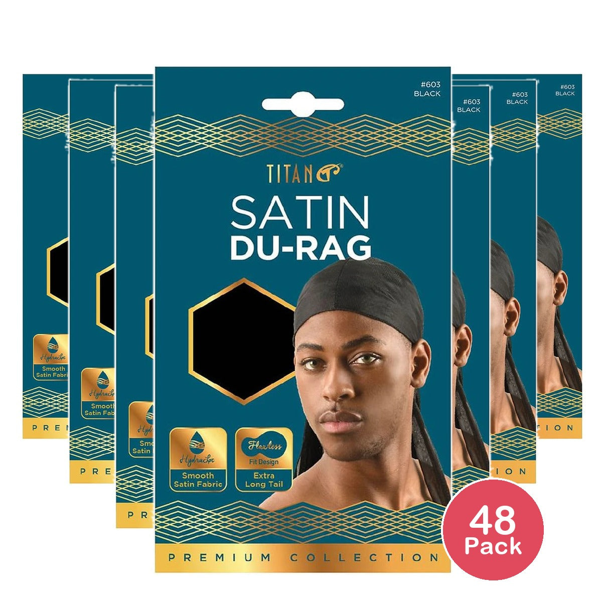 TITAN - Satin Du-Rag Black nan (Pack of 48)