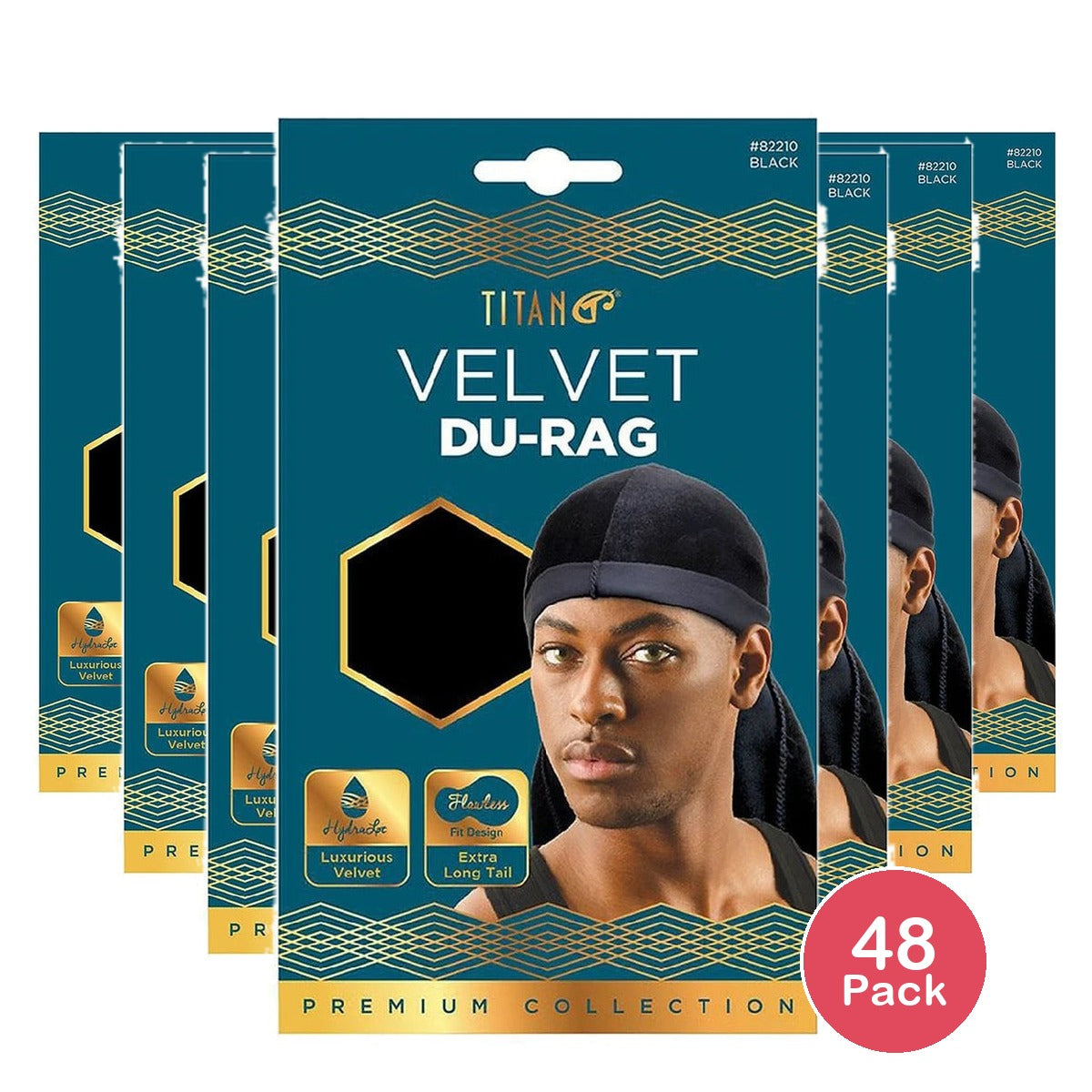 Titan Velvet Du Rag Extra Long Tail - 1.0 ea nan (Pack of 48)