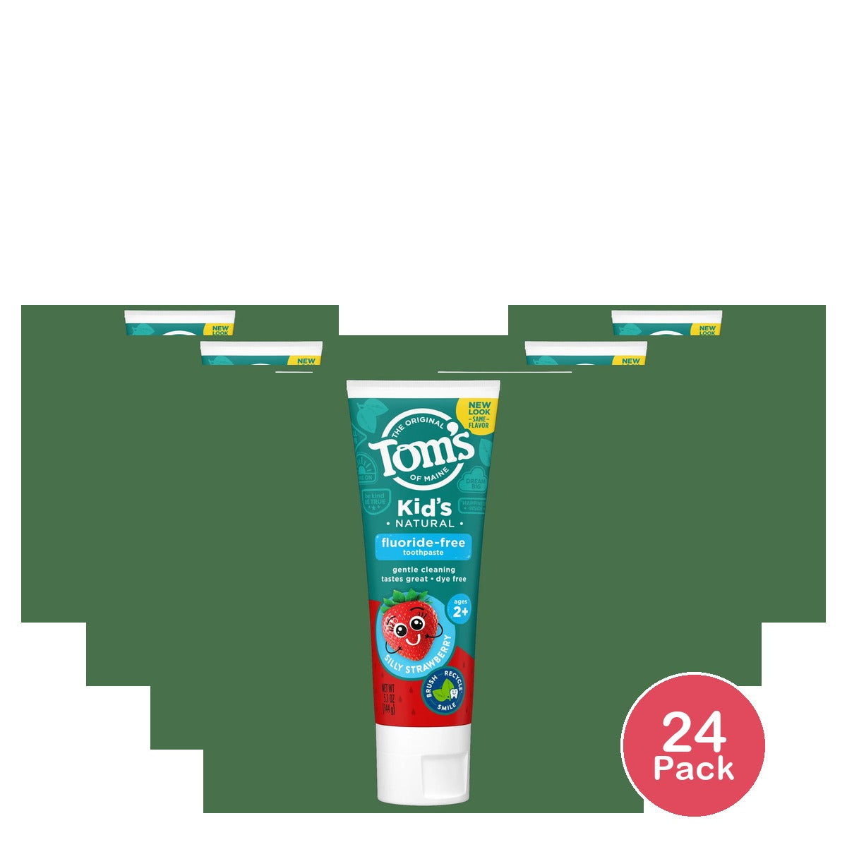 Tom's of Maine Kids Fluoride-Free Natural Toothpaste Silly Strawberry 5.1 Oz (Pack of 24)