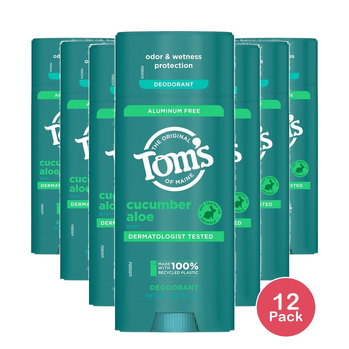 Tom's of Maine Cucumber Aloe Deodorant 3.25 Oz (Pack of 12)