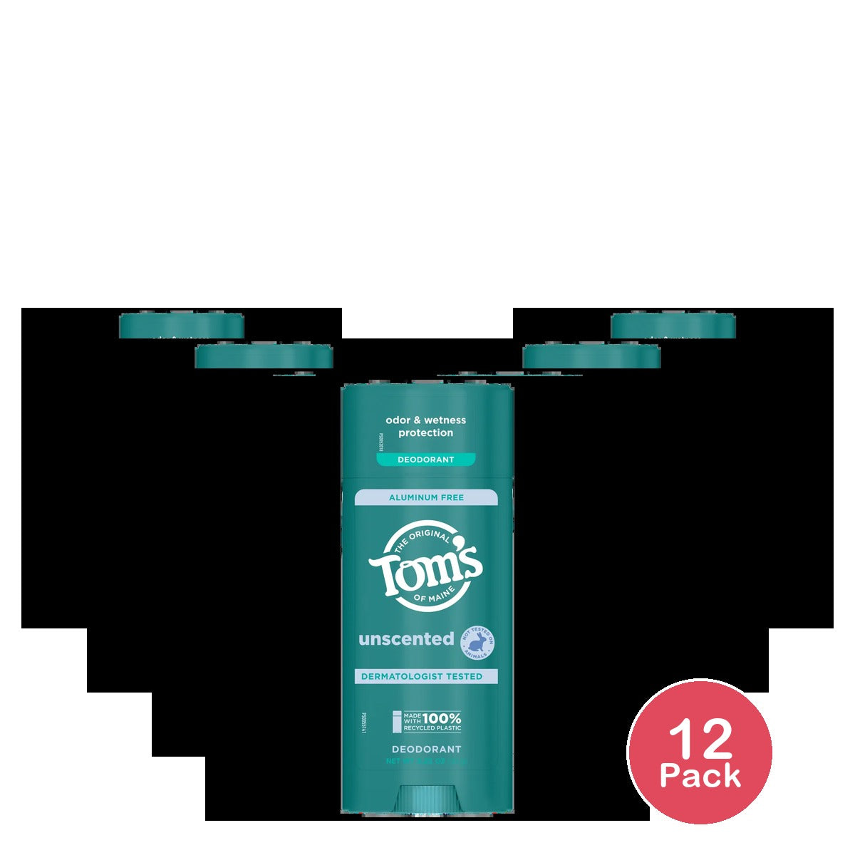 Tom?s of Maine Unscented Deodorant 3.25 oz (Pack of 12)