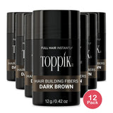 Toppik Hair Building Fibers, Dark Brown Hair Fibers, Hair Thickener for Thinning (Pack of 12)