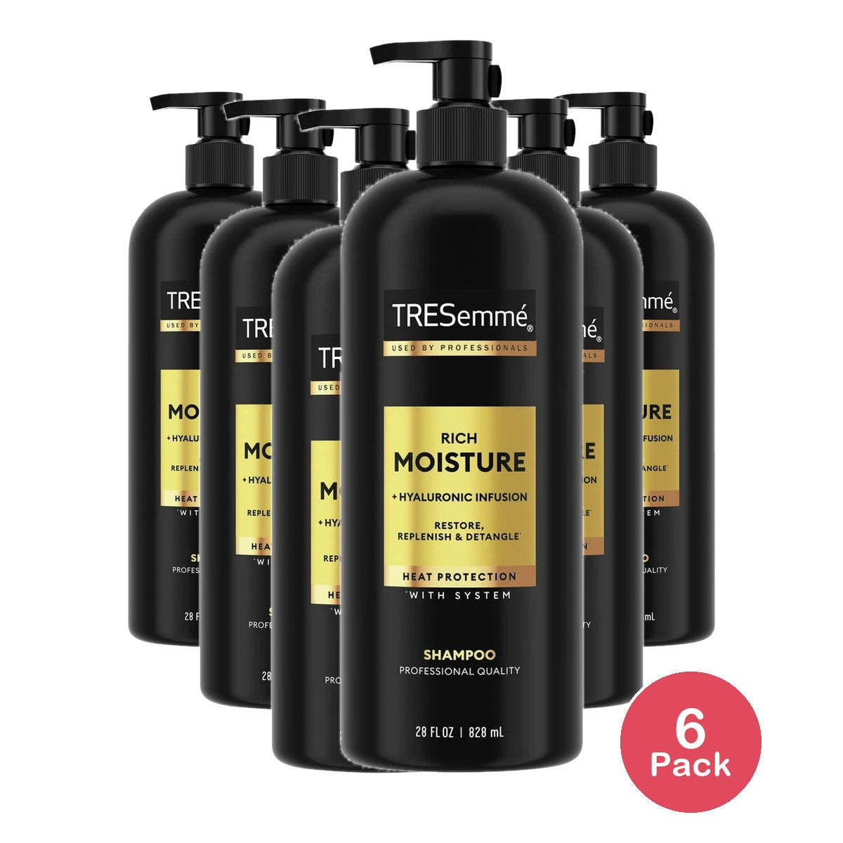 Tresemme Hydrating Shampoo Rich Moisture for Dry Hair formulated with Pro Style 28 Oz (Pack of 6)