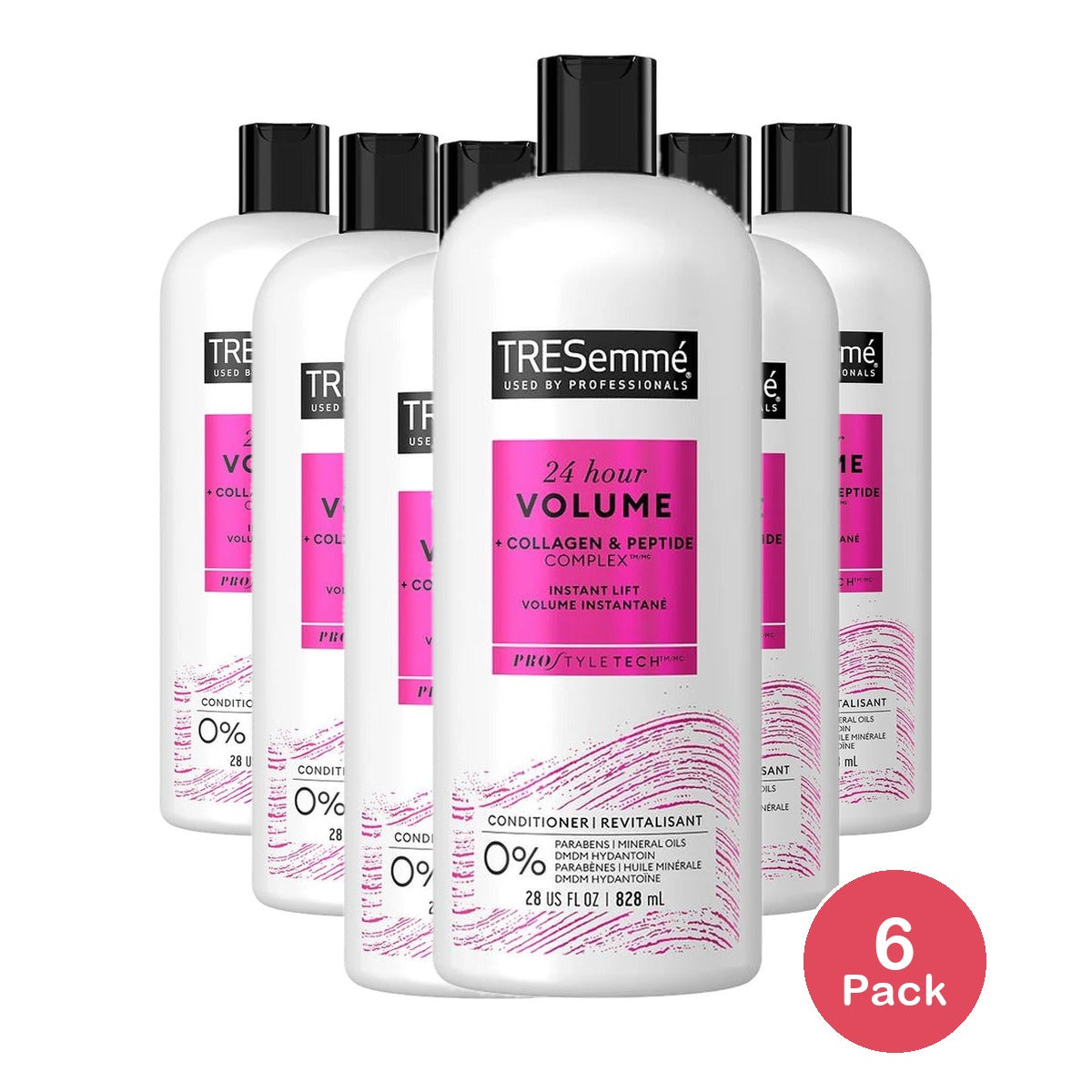 Tresemme Pro Solutions 24 Hour Body Volumizing Daily Conditioner with Silk Prote 28 Oz (Pack of 6)