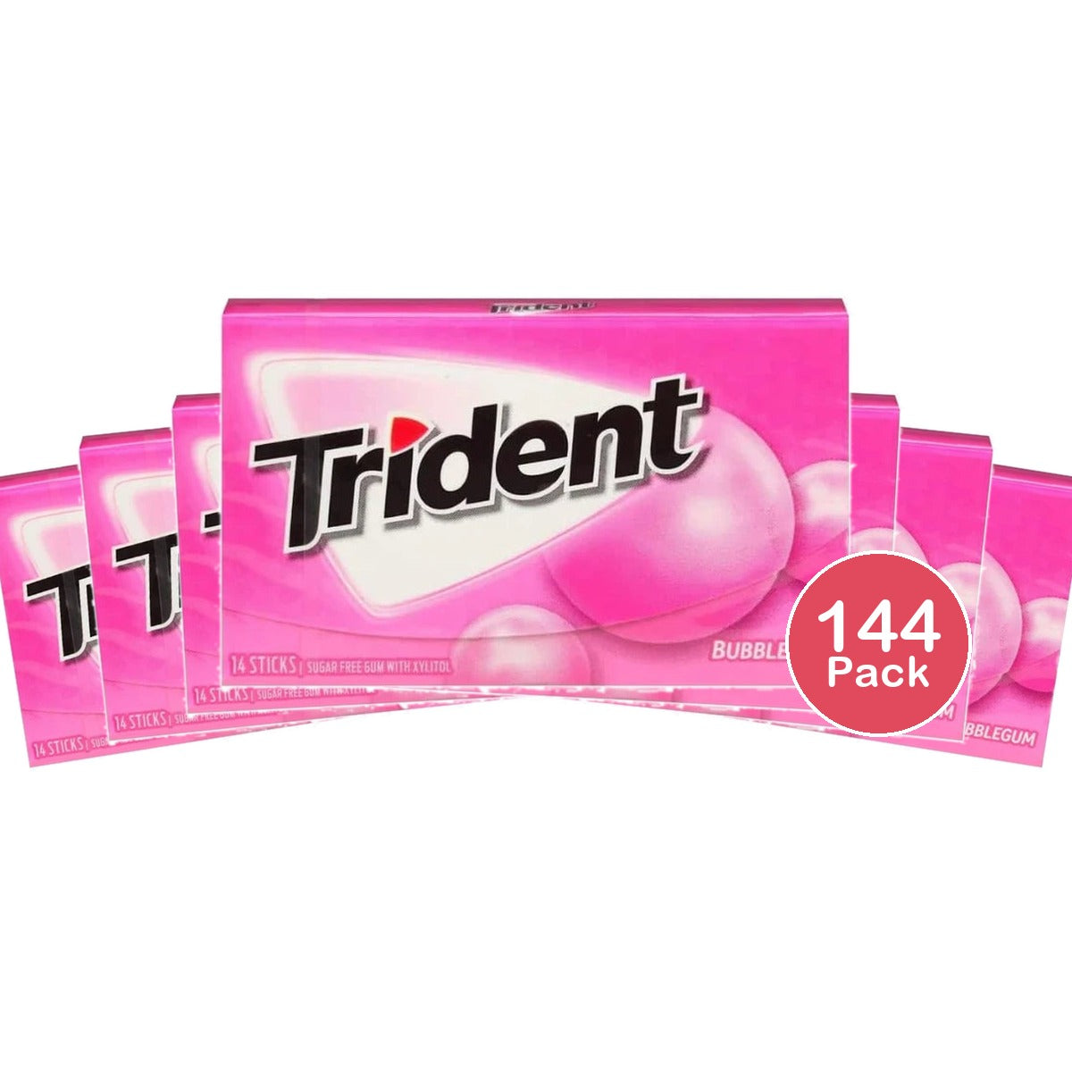 Trident Bubblegum Sugar Free Gum, 14 Ct (Pack of 144)