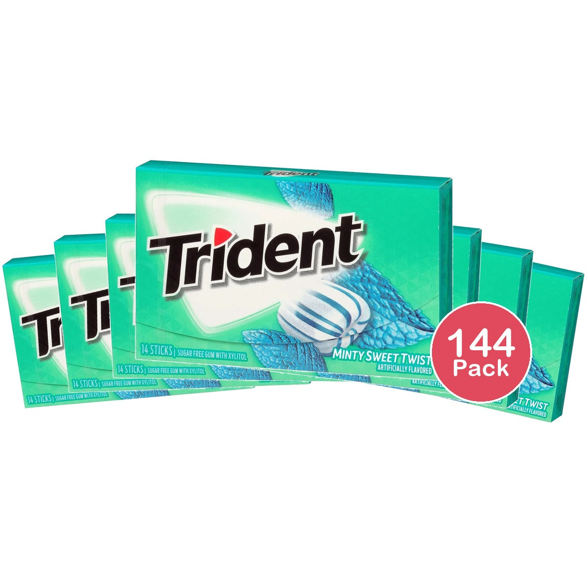 Trident Minty Sweet Twist Gum - Sugar Free, 14 Ct (Pack of 144)
