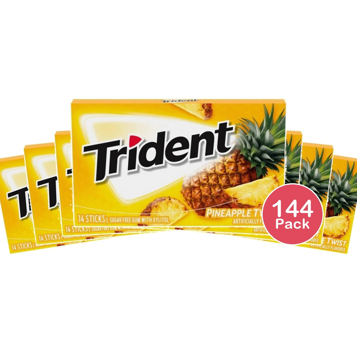 Trident Pineapple Twist Sugar Free Gum, 14 Ct (Pack of 144)