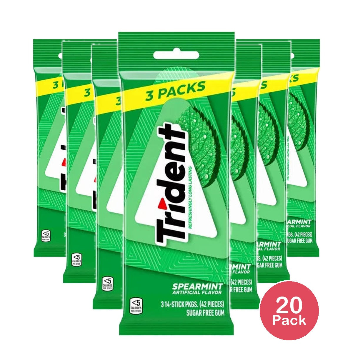 Trident Spearmint Chewing Gums 3pk 2.8 Oz (Pack of 20)