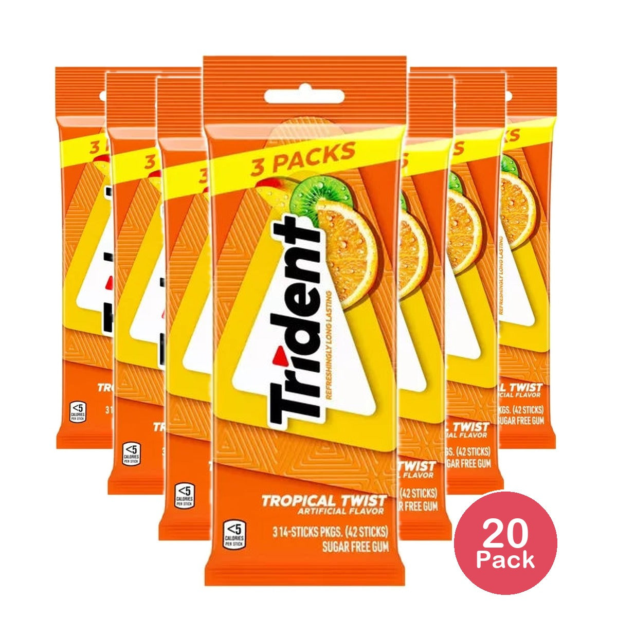 Trident Tropical Twist Chewing Gums 3pk 2.8 Oz (Pack of 20)