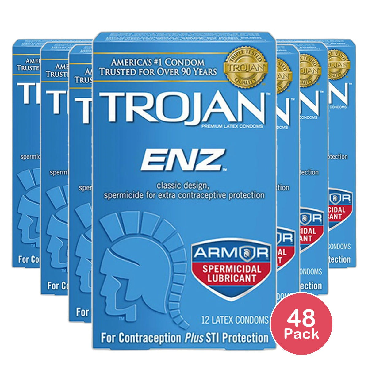 Trojan-Enz Spermicidal Lubricant Condoms 5.6Oz (Pack Of 48)