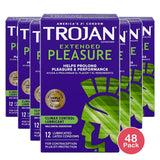 Trojan Extended Pleasure Latex Condoms Climax Control Lubricant 2.11oz (Pack of 48)