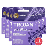 Trojan Her Pleasure Sensations Premium Lubricant Latex Condoms 0.64oz (Pack of 48)