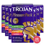 Trojan Pleasure Pack Lubricated Condoms 12 Count (Pack of 48)