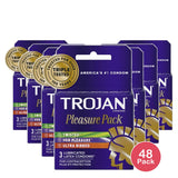 Trojan Pleasure Pack Ultra Ribbed Lubricated Condoms 0.64oz (Pack of 48)