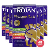 Trojan Pleasure Variety Pack Lubricated Condoms, 12 Count (Pack of 48)