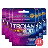 Trojan Pleasures Fire And Ice Dual Action Lubricant Premium Latex Condoms 0.64oz (Pack of 48)
