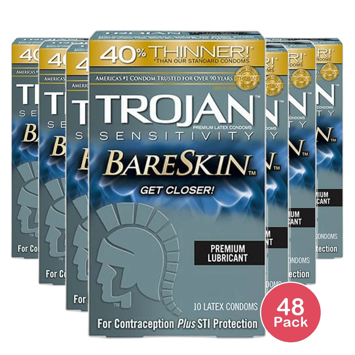 Trojan Sensitivity Bareskin Premium Latex Condoms 1.13oz (Pack of 48)