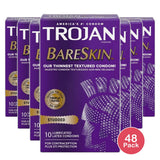 Trojan Studded Bareskin Lubricated Condoms 0.2 Oz (Pack Of 48)
