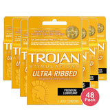 Trojans Condoms Ribbed Lubricated Latex 0.48oz (Pack of 48)