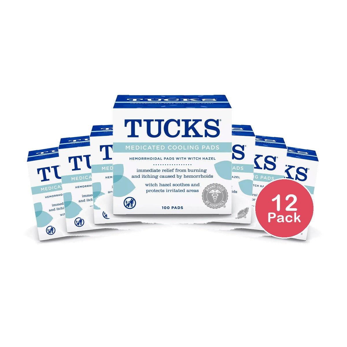 Tucks Medicated Cooling Pads For Hemorrhoid Relief 13.44Oz (Pack of 12)
