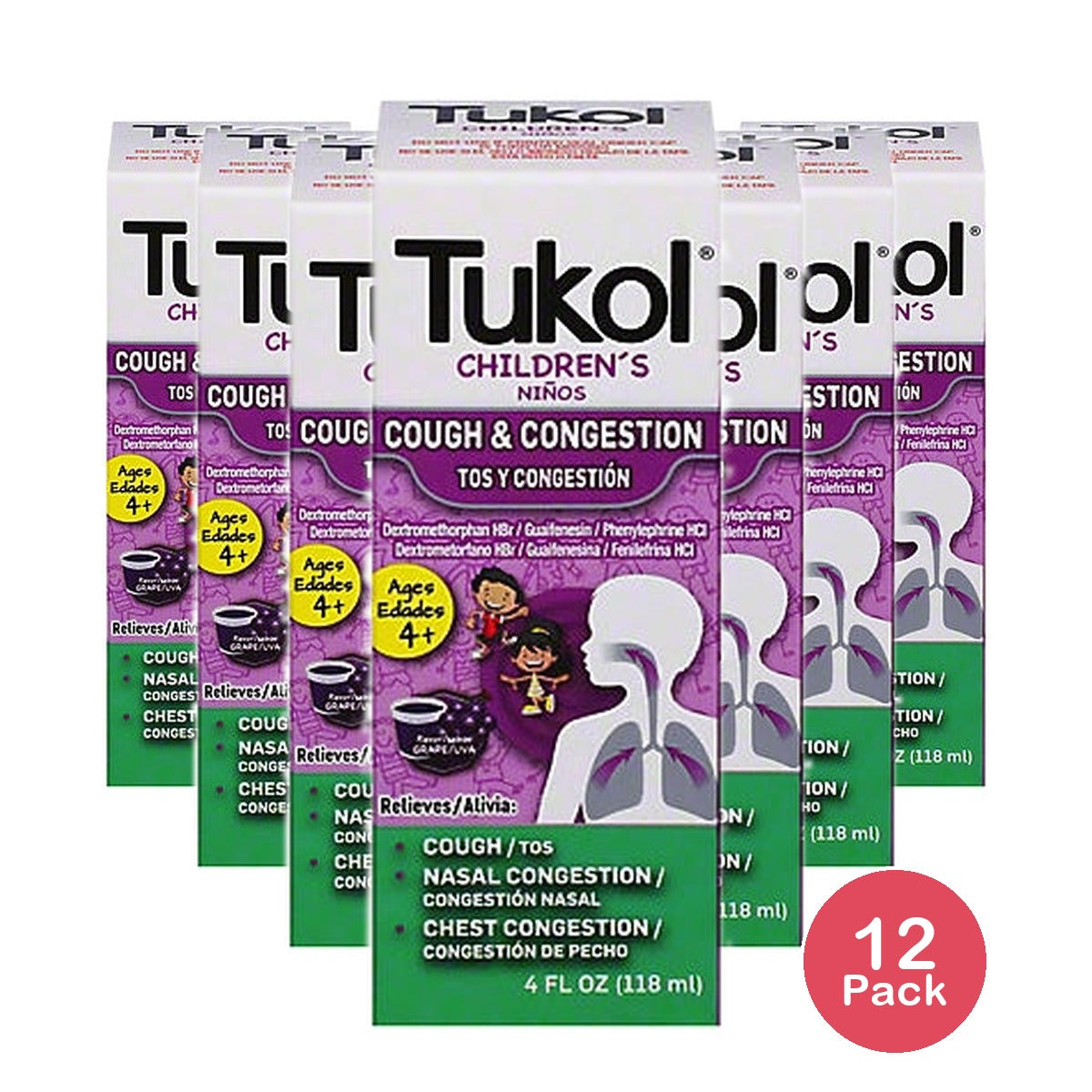 TUKOL Children's Cough & Cold, 4 Fl oz (Pack of 12)