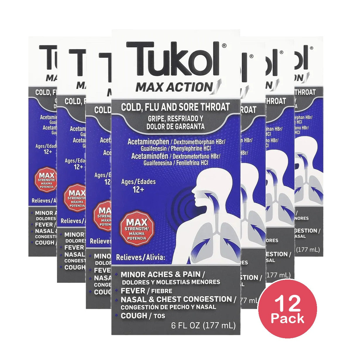 TUKOL Max Severe Cough and Congestion 6Oz (Pack of 12)