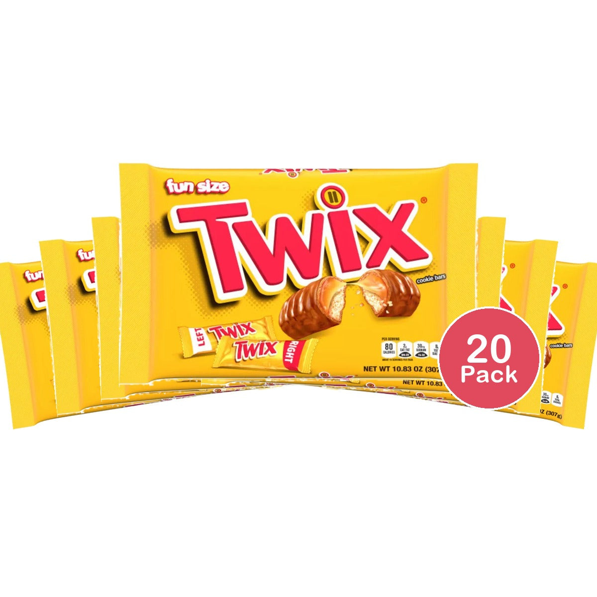 Twix Fun Size Caramel Chocolate Cookie Bars 10.83Oz (Pack of 20)