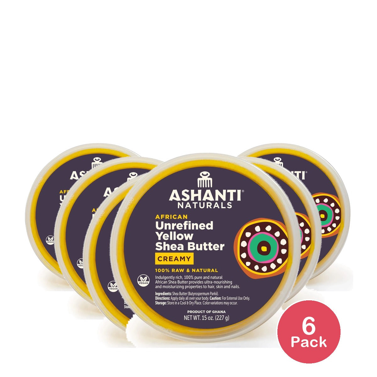 Ashanti Naturals  African Soft & Creamy Yellow Shea Butter - 15 oz. 15 Oz (Pack of 6)