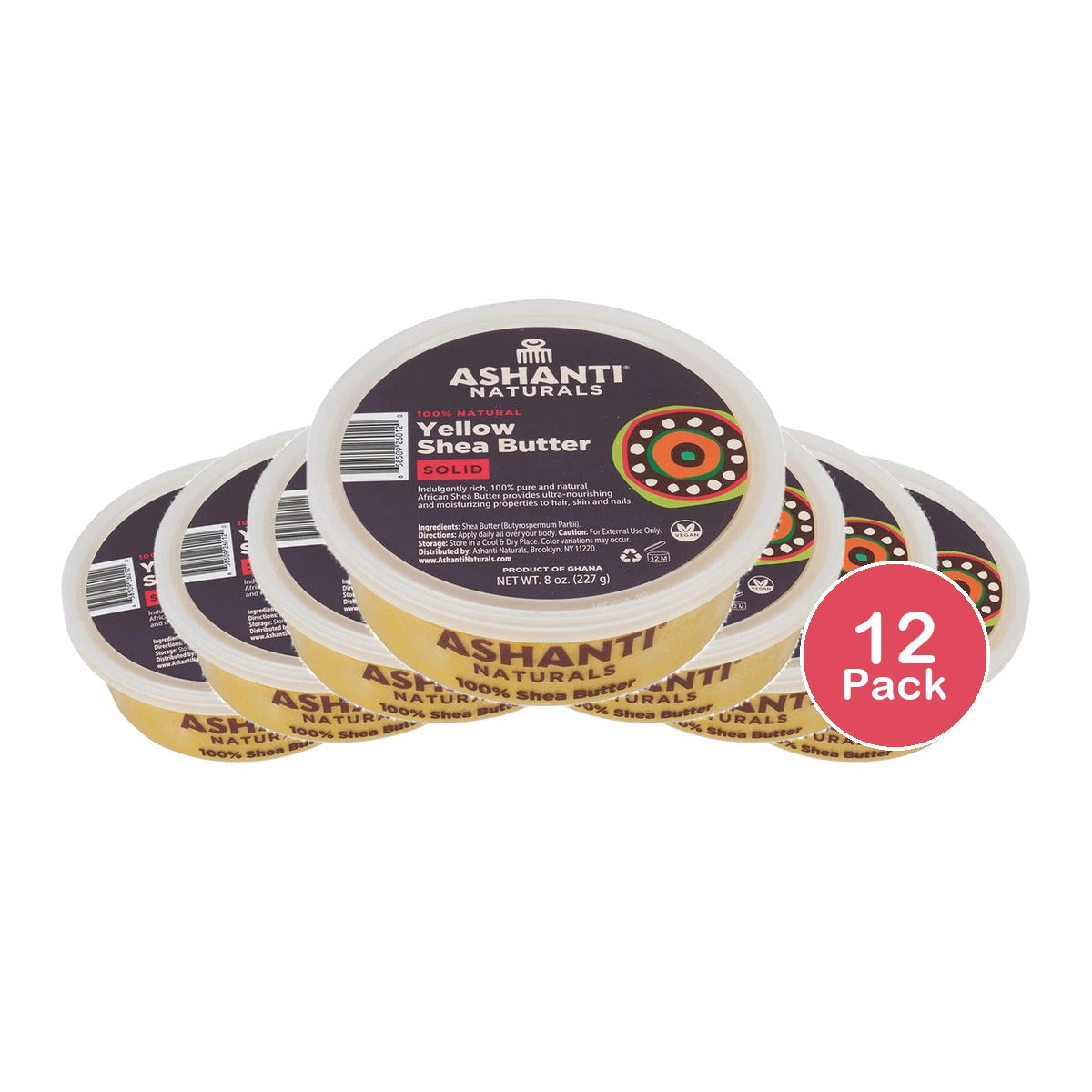 Ashanti Naturals African Solid Shea Butter - 8 oz. 8 Oz (Pack of 12)