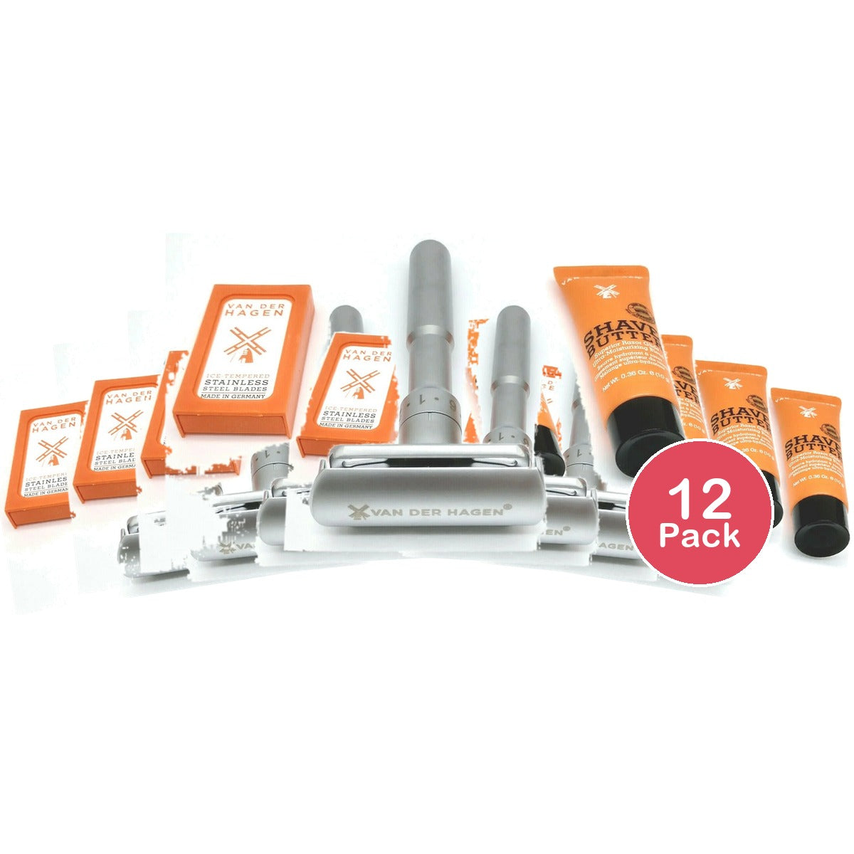 Van Der Hagen Twist Adjustable Safety Razor Silver (Pack of 12)