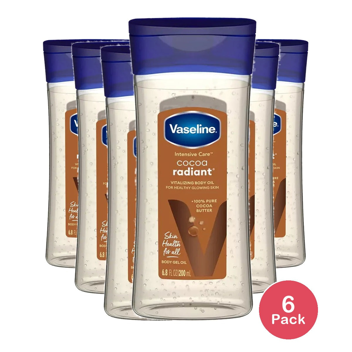 Vaseline Intensive Care Cocoa Radiant Body Gel Oil 6.8Oz (Pack of 6)