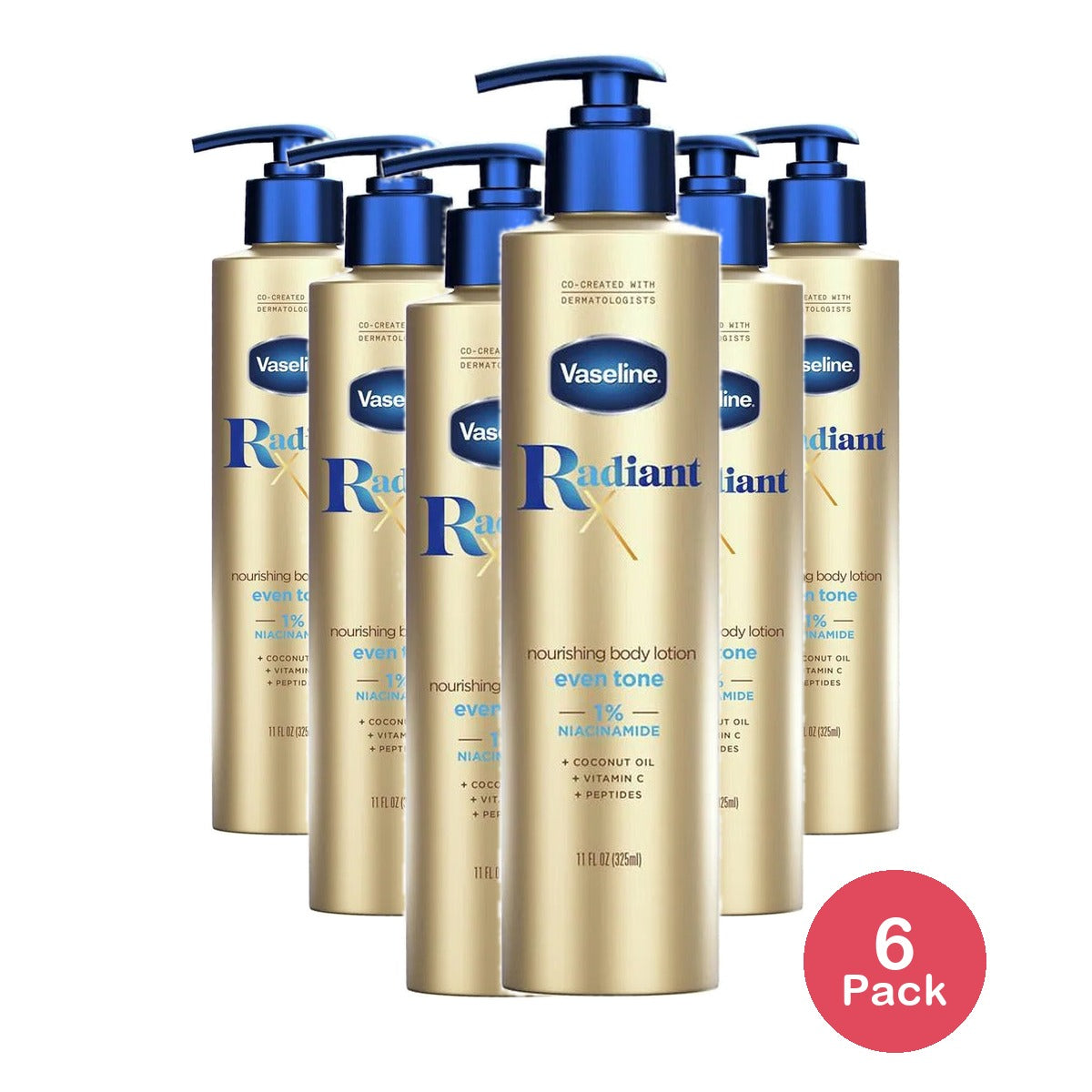 Vaseline Radiant X Even Tone Body Lotion 11 Oz (Pack of 6)