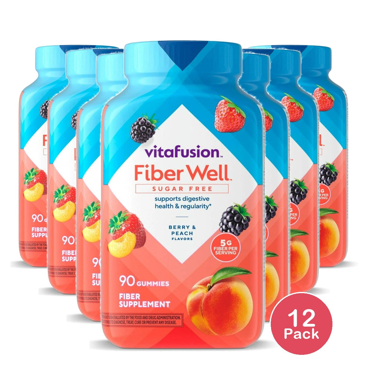 Vitafusion Fiber - Well Fiber Supplement Gummies - Fruit Flavors - (Pack of 12)