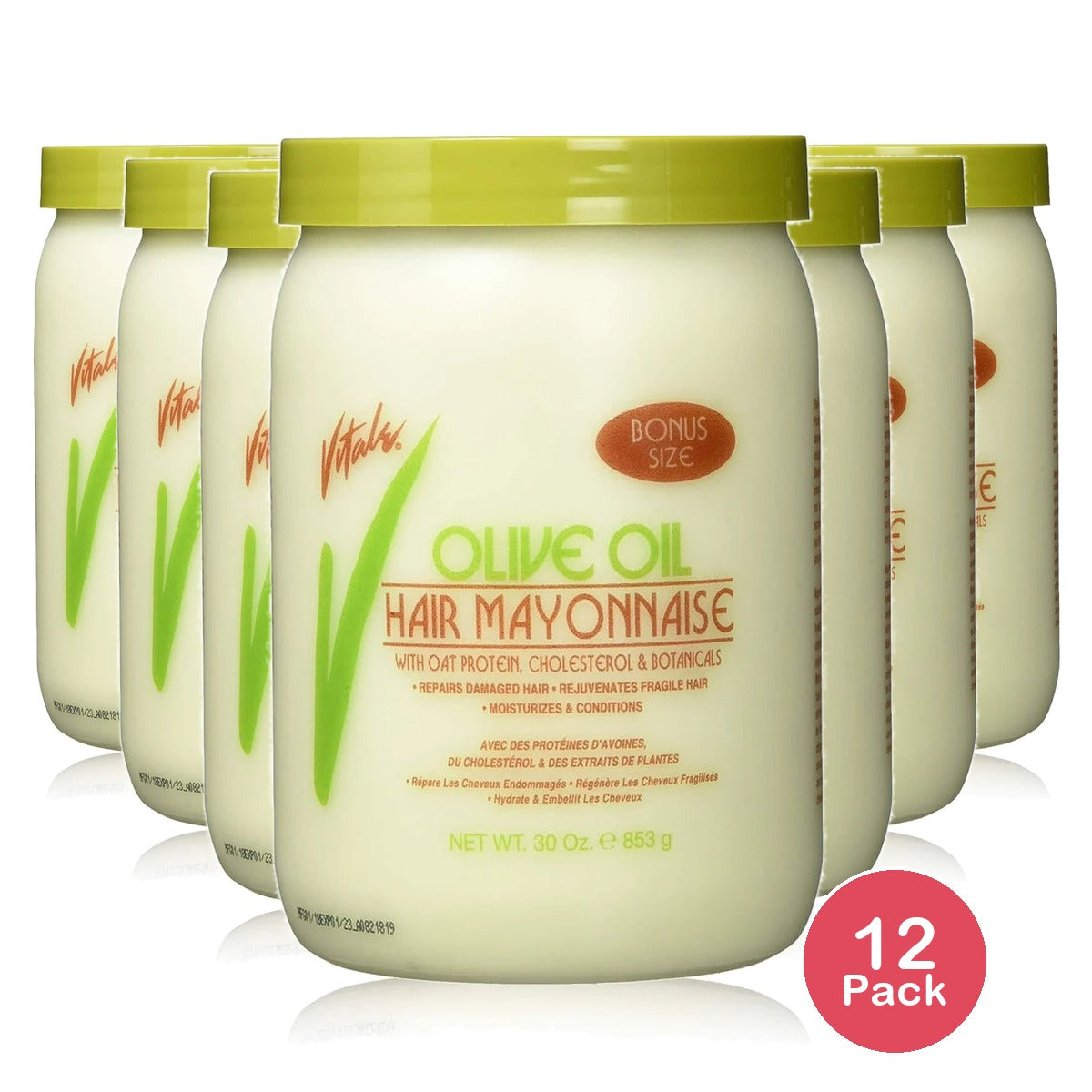 Vitale Olive Oil Hair Mayonnaise 30oz with Oat & Egg Protein and Vitamins - Good 30 Oz (Pack of 12)