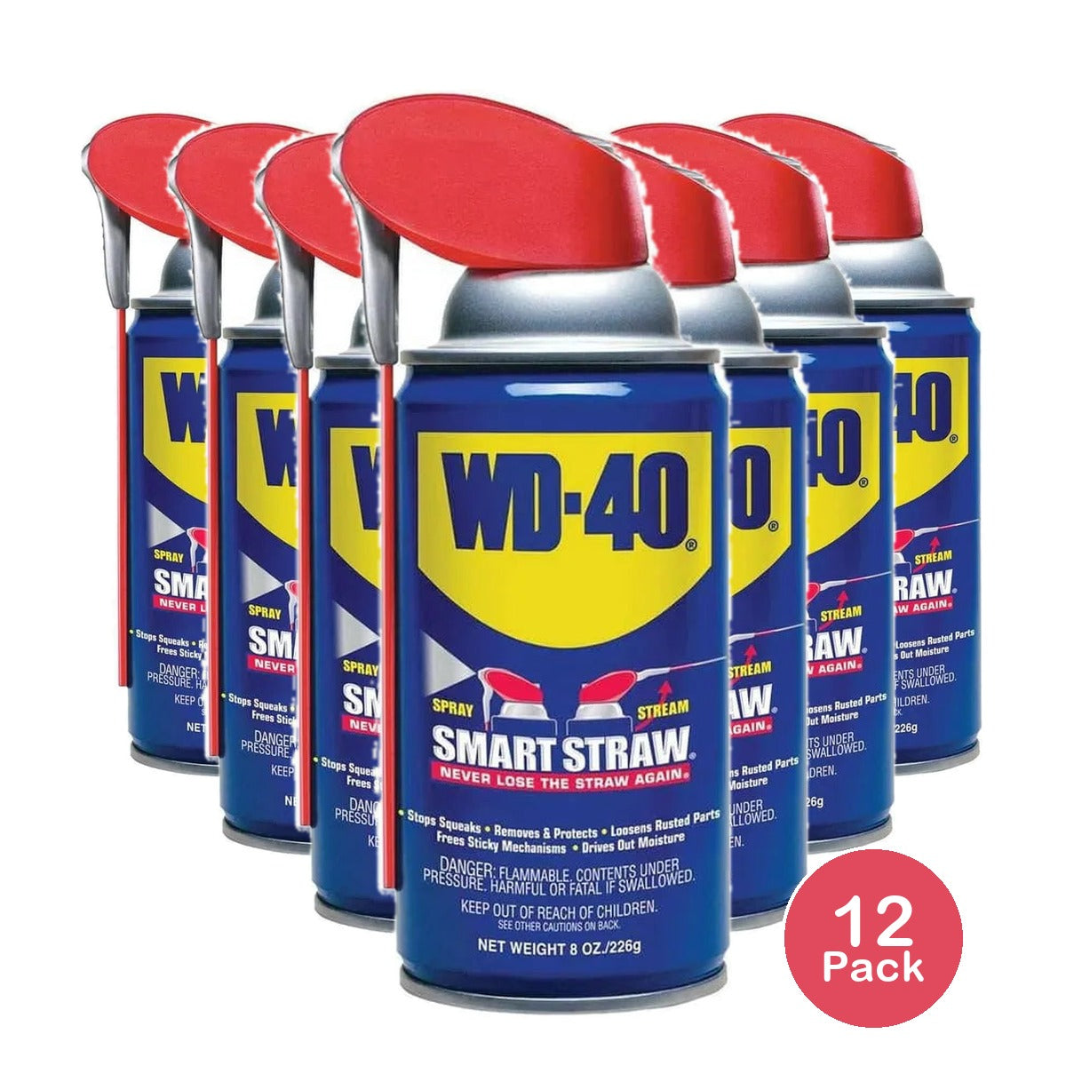 WD-40 Multi-Use Product Multi-Purpose Lubricant with Smart Straw Spray 8Oz (Pack of 12)