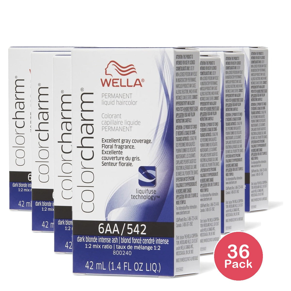 Wella Color Charm Permanent Liquid Haircolor 542 Ash Blonde 1.4 Oz (Pack of 36)