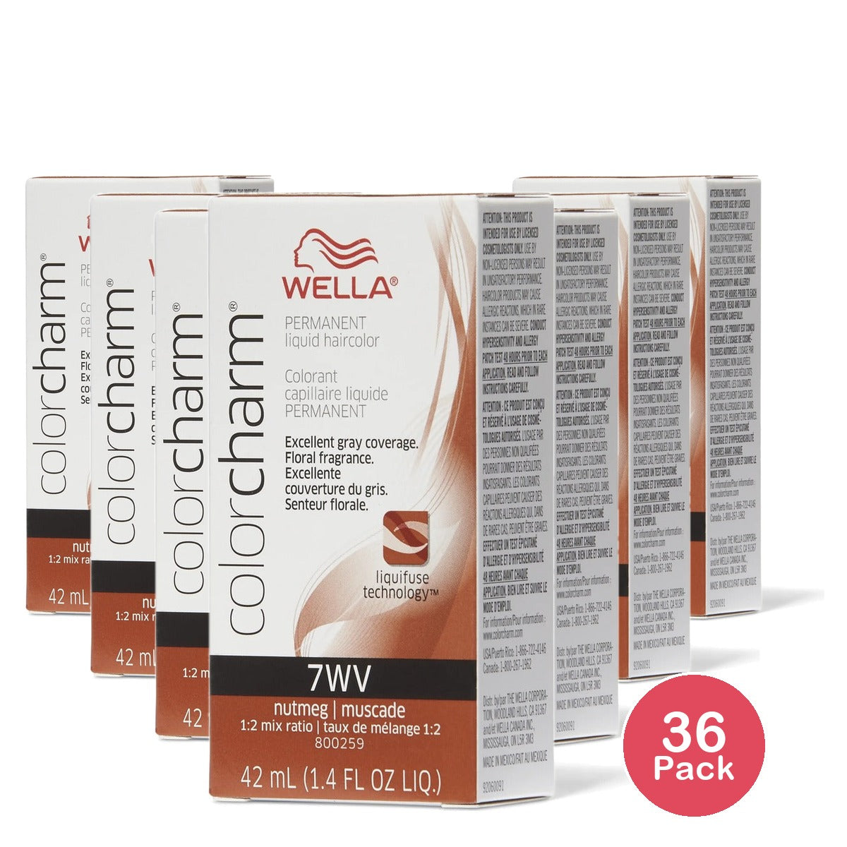 Wella Color Charm Permanent Liquid Haircolor 7WV Nutmeg 1.4 Oz (Pack of 36)