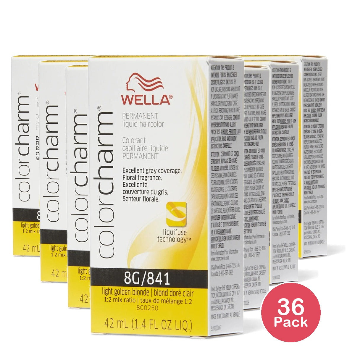 Wella Color Charm Permanent Haircolor 841 Light Golden 1.4 Oz (Pack of 36)