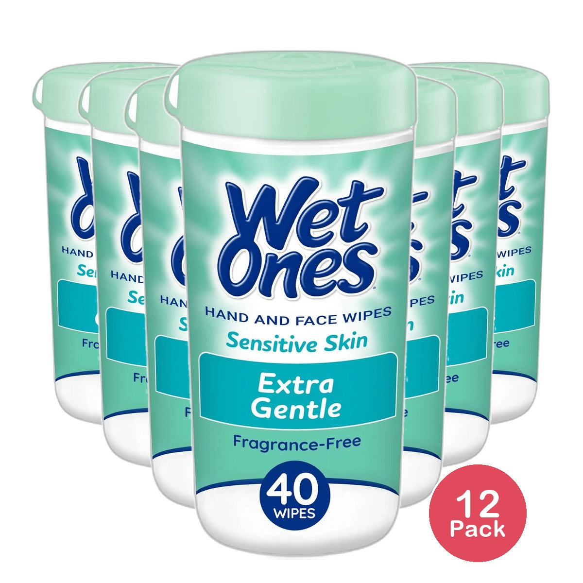 Wet Ones Sensitive Skin Extra Gentle Hand Wipes Hypoallergenic 0.64Oz (Pack Of 12)